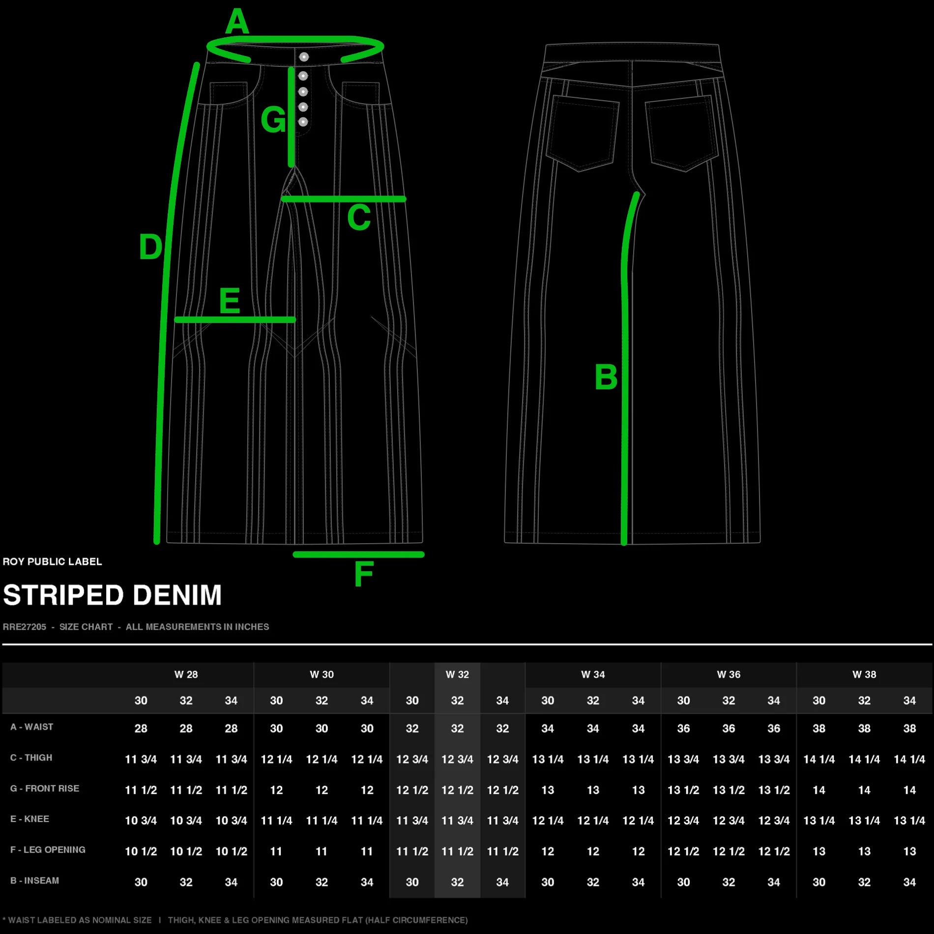 roy public label® striped denim (black)